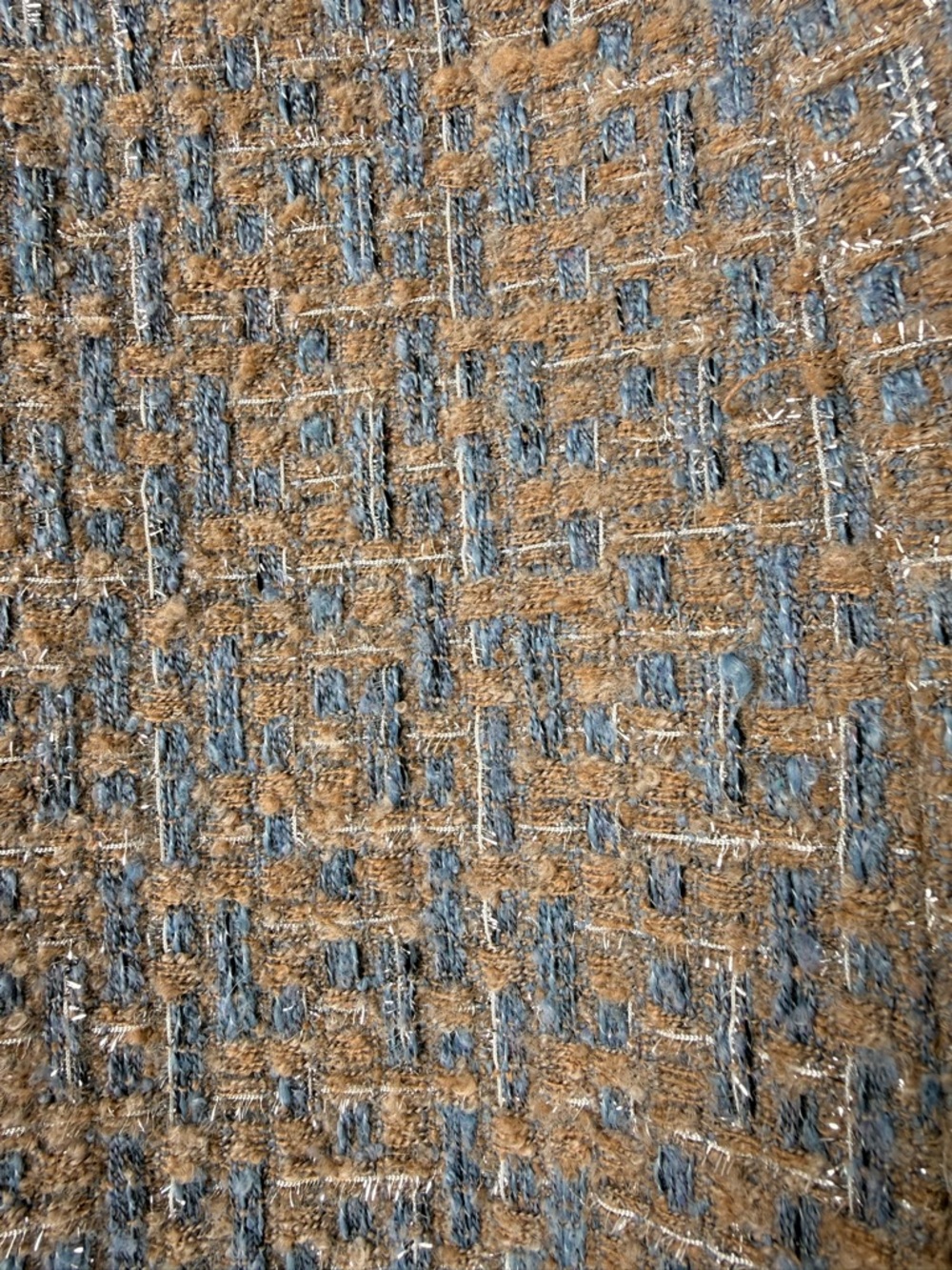 Astr Blue and Beige Tweed Mini Skirt with Front Slit - Picture 5 of 5